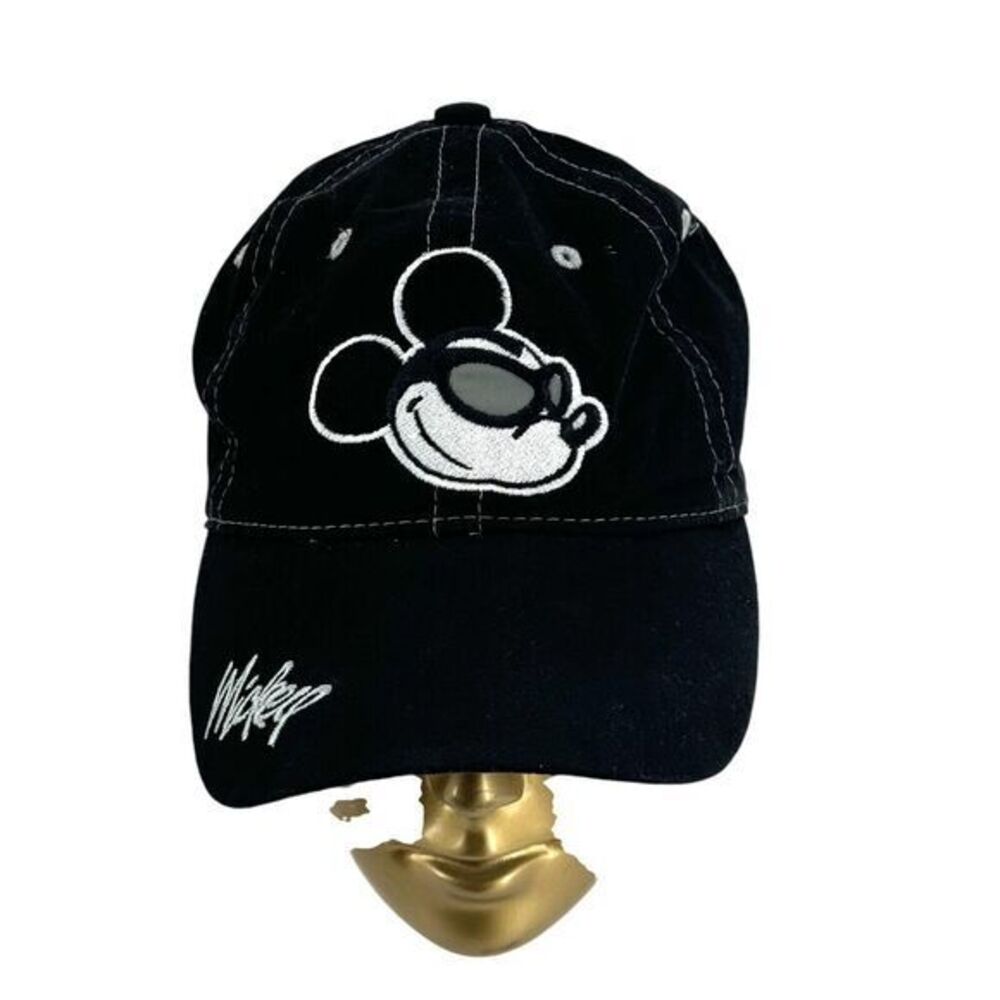 Disney Black Mickey Mouse‎ in Racer Shades Embroidered Adjustable Snap Back Hat